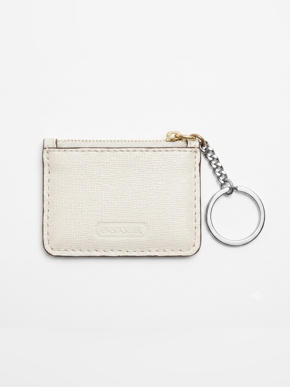 Authentic Coach White Leather Mini Pouch Bag Charm / Keychain